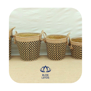 Panier rond en jonc de mer tissé - Product Image 2