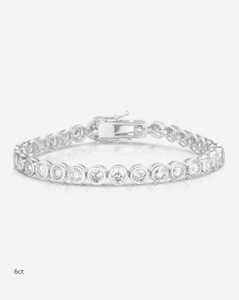 Conjunto de Bezal de oro sólido de 10K a la moda, pulsera de tenis con diamantes de moissanita redonda, pulsera llamativa de eternidad completa, regalo de boda para esposa - Product Image 5