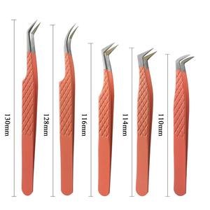 Pinzas profesionales para pestañas de acero inoxidable, 1 Uds., empuñadura de punta de fibra para maquillaje de volumen, herramientas de extensión de pestañas - Product Image 3
