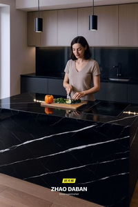 Dalle de marbre noir de Marquina de 18 et 20 mm d'épaisseur avec veines blanches, finition polie, design moderne, pour projets hôteliers - Product Image 5