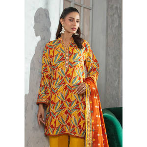 WNS-52098 Conjunto de 3 Piezas de Salwar Kameez Anarkali de Algodón Khaddar con Dupatta para Festivales, Estilo de Vestido Pakistaní e Indio - Product Image 4