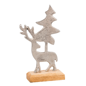 Sculpture de cerf moderne en métal argenté Décor de villa intérieur créatif pour la maison Table Bureau Techniques artisanales - Product Image 1