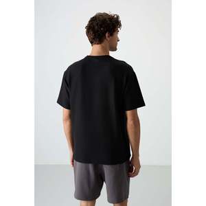 Camiseta Básica Extra Grande para Hombre, Textura Waffle Interlock, Color Negro-88380, 100% Algodón - Product Image 2