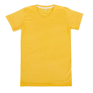 เสื้อยืดโพลีเอสเตอร์ถักสีเหลือง 240 GSM เสื้อยืดออกกำลังกายแบบเรียบ - Product Image 1