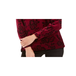 Sudadera con Capucha para Mujer Karen Scott, Estampado Floral Morado, Tejida, Patrón 3D, Talla Pequeña - Product Image 3