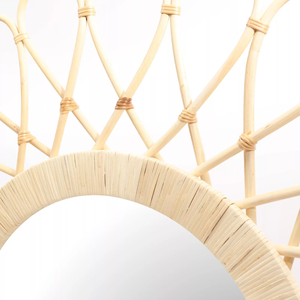 Espejo de pared de ratán estilo granja al por mayor espejos de flores de ratán de mimbre decoración pared sala de estar precio barato de Vietnam - Product Image 2