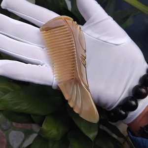 Handcrafted Eco-Friendly Curved Buffalo Horn Hair <b>Comb</b> Custom Logo Natural <b>Wide</b> Tooth Design for Gentle Detangling Anti-Static - Product Image 2