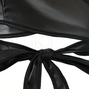 Women Leather <b>Bra</b> with Adjustable <b>Straps</b> Breathable & Front Logo High Support Yoga <b>Bra</b> Soft Lining and Stylish Modern Fashion - Product Image 6