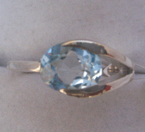 Anillo de Topacio Azul Cielo Natural para Mujer Shah Gems, Plata de Ley 925, Corte Ovalado, Diamante Geométrico, Platino y Rodio, para Uso Diario - Product Image 1