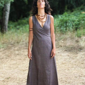 Robe maxi d'été 100% coton biologique avec imprimé floral, robe longue en lin durable pour l'été et l'automne - Product Image 3