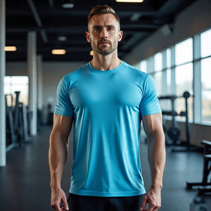 Jogging pour hommes vêtements de fitness t-shirts vêtements de sport à manches courtes col rond musculation yoga t-shirts hommes - Product Image 6