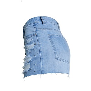 2025 personnalisé femmes Premium en détresse jean Shorts nouveau élégant pierre lavée imprimé Design respirant bouton Rivet décoration - Product Image 2