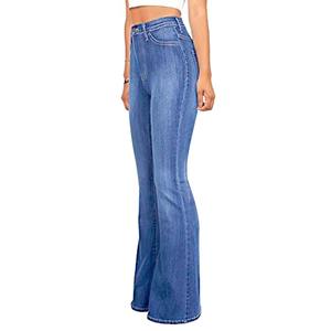 Jeans pour femmes de haute qualité en gros, style rétro, denim bleu, pantalon droit, jambe large, cargo, jeans pour femmes - Product Image 4