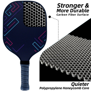 Raqueta de Pickleball de Fibra de Carbono T700 de 14.3mm al por Mayor, Sistema de Equilibrio de Peso de Acero Prensado en Frío, Raqueta de Pickleball con Diseño de Panal - Product Image 4