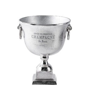 Solid Aluminum Decorated Best Quality Silver Finishing Metal Champagne Chilled Bottle <b>Ice</b> <b>Bucket</b> With Handles - Product Image 3
