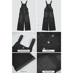 Peto de mujer de alta calidad Nuevo estilo Pantalones vaqueros de cintura alta Baberos Mono general Casual Fabricante OEM - Product Image 6