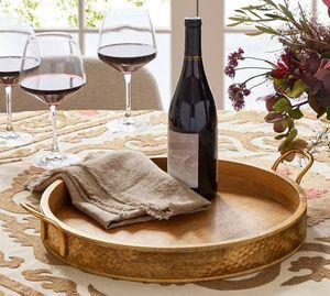 Handmade Acacia Wood <b>round</b> <b>Serving</b> <b>Tray</b> Customizable Modern European Style for Home and Restaurant Use - Product Image 1