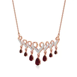 จี้รูปหัวใจมรกตและเพชรประดับด้วยโรเดียมเคลือบโรสโกลด์ - Product Image 2
