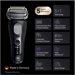 Afeitadora eléctrica Braun Serie 9 PRO+, 5 más 1 cuchillas de precisión ultrafinas, Pro SensoAdapt, hasta 60 min, base de carga - Product Image 5