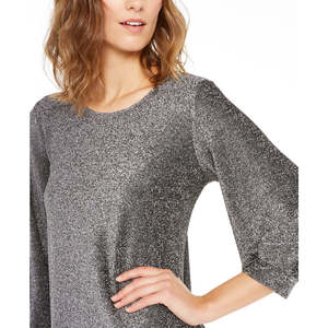 Haut pour femme Alfani à broderie florale, manches bouffantes décontractées en maille métallisée, taille S, toutes saisons - Product Image 3