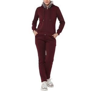 Conjuntos de chándal con capucha de Invierno para mujer de algodón 100% de calidad superior con patrón sólido teñido liso - Product Image 1