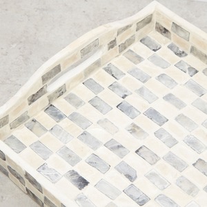 Bandeja de Nácar en Tono Neutro, Mosaico Rectangular, Bandeja Decorativa Hecha a Mano para Servir, para Sala de Estar, Cocina y Comedor de Lujo - Product Image 3