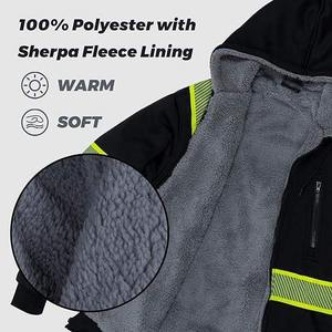 Sweat-shirt de sécurité unisexe noir haute visibilité, pour travaux routiers par temps froid, polaire chaud ignifuge, pour travailleurs, avec détection d'aiguilles - Product Image 5