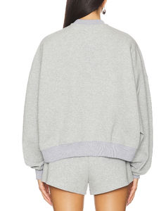 <b>Women</b> <b>Long</b> Sleeve Mock Neck <b>Sweatshirt</b> Plain Color Oversized Cotton Terry Fleece <b>Sweatshirt</b> - Product Image 3