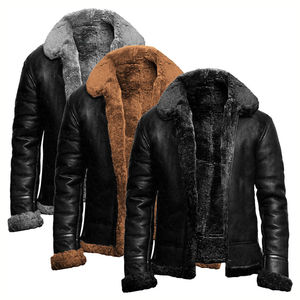 Chaqueta de Invierno de Alta Calidad para Hombre, de Cuero PU y Lona, con Cuello Alto, Logotipo Frontal, Transpirable, Resistente al Viento, Estilo Urbano, OEM ODM - Product Image 1