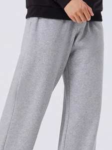 Joggers con dobladillo ajustable gris claro, pantalones para hombre, tela de lana pesada lavada con cordón en la cintura, pantalones de calle informales - Product Image 2