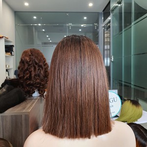 วิกผมบ๊อบแบบปิดหน้าผาก ทำจากผมเวอร์จินเวียดนาม เนื้อผมตรงแบบซิลกี้  สามารถปรับแต่งสีได้  ทำจากผมแท้  พร้อมเชือกผูกแบบโปร่งใส  ถักแบบดับเบิ้ลเวฟท์ - Product Image 3