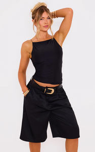 Haute qualité personnalisé noir Slinky à bretelles épaule col droit haut concepteur nouveau à la mode décontracté fabrication en gros - Product Image 6