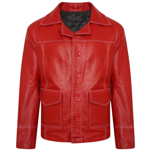 Veste en cuir pour hommes rétro en cuir verni fermeture éclair à manches longues col solide en cuir tendance couture automne et hiver nouvelle veste en cuir - Product Image 6