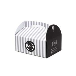 กล่องกระดาษแข็ง Happy Food พร้อมหูหิ้ว ขนาด 10x15x12 ซม. สีขาว-ปรับแต่งได้ วัสดุรีไซเคิล เคลือบเงา - Product Image 2