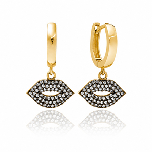 Lip Design Blanc Zircon Pierre Dangle Boucles D'oreilles Turc Femme Boucles D'oreilles À La Main En Gros 925 Bijoux En Argent Sterling - Product Image 4