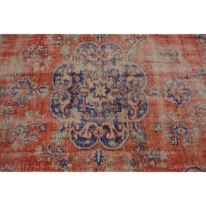 Alfombra turca Vintage diseño de retazos rojos y azules 4,1x9,4 pies tejido plano de lana de área grande para decoraciones de sala de estar - Product Image 5