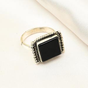 Anillo de estilo bohemio de plata hecho a mano, joyería de plata de ley 925, anillo de tendencia de piedras preciosas de ónix negro, joyería para mujer, regalo para ella - Product Image 3
