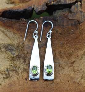 Pendientes de Gancho con Peridoto Verde, Plata de Ley 925, Chapados en Oro, Joyería Artesanal con Piedras Preciosas, Moda Femenina, Regalo de Aniversario - Product Image 3