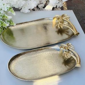 Plateau de service en aluminium de luxe classique avec accents de cocotier magnifiquement fabriqué à partir de grossiste indien - Product Image 6