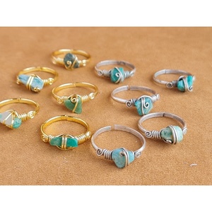 Turquoise Bohemia Gemstone <b>Rings</b> Gold Plated Brass Jewelry for Gift - Product Image 1