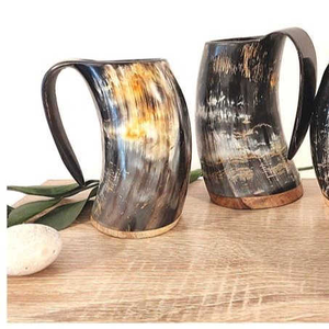 Par de 3 Vintage de alta calidad de cuerno de buey negro brillante pulido tazas jarra de agua única inspirada en la naturaleza duradera cuerno-Jarra jarra de cerveza - Product Image 6