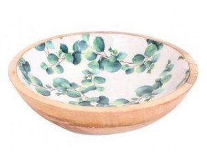 Cuenco para servir ensalada madera mango impreso esmalte personalizado fabricante nuevo diseño hecho a mano cuenco de madera para servir venta al por mayor - Product Image 5