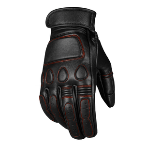 Men's Vintage Goatskin Black Leather Motorbike Gloves Gel Padded Cruiser Street Motorcycle Auto Racing Wear Black Gloves For Men - Product Image 2