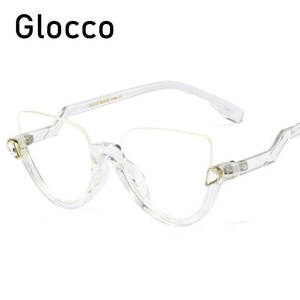 Gafas de lectura vintage de medio ojo de gato, decoradas con diamantes de imitación, de plástico sólido, blancas, rojas, transparentes, plegables y a la moda. - Product Image 1