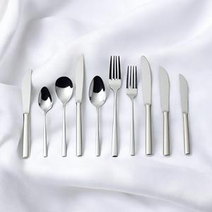 Haute qualité 10 pièces ensemble de couverts en acier inoxydable écologique miroir argent couteau cuillère manche en bois pour la maison hôtel cuisine - Product Image 3