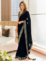 Sari Bollywood de Créateur en Georgette Épaisse avec Blouse pour Mariage et Soirée, du Fabricant Indien
