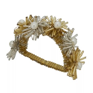 Rond de serviette de travail en cristal doré et blanc Accessoire de décoration de table élégant pour la maison, le mariage et la fête Élégant et luxueux - Product Image 6