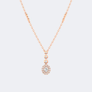 Collar con Colgante de Halo Ovalado Brillante de 0.70CTW, Oro de 14k, Diamante Cultivado en Laboratorio, Corte Mixto, Joyería Única para Mujer - Product Image 4