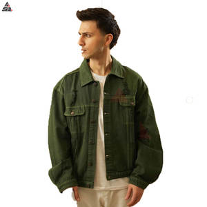 High Quality 100% Cotton Canvas <b>Denim</b> <b>Jacket</b> <b>for</b> <b>Men</b> Casual Style Solid Color Front Customized Logo Breathable Lightweight Thin - Product Image 3