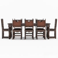 Meubles en bois de teck massif Java, ensemble table et chaises de salle à manger rustique moderne antique 8 places, sièges en cuir, fabriqué à la main, personnalisé